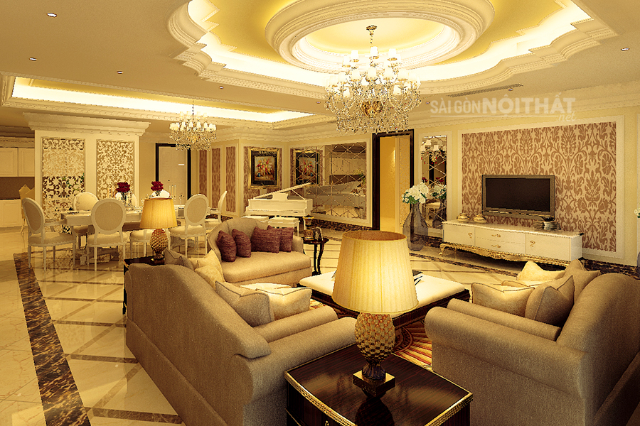 Thiết kế nội thất biệt thự phố cổ điển sang trọng